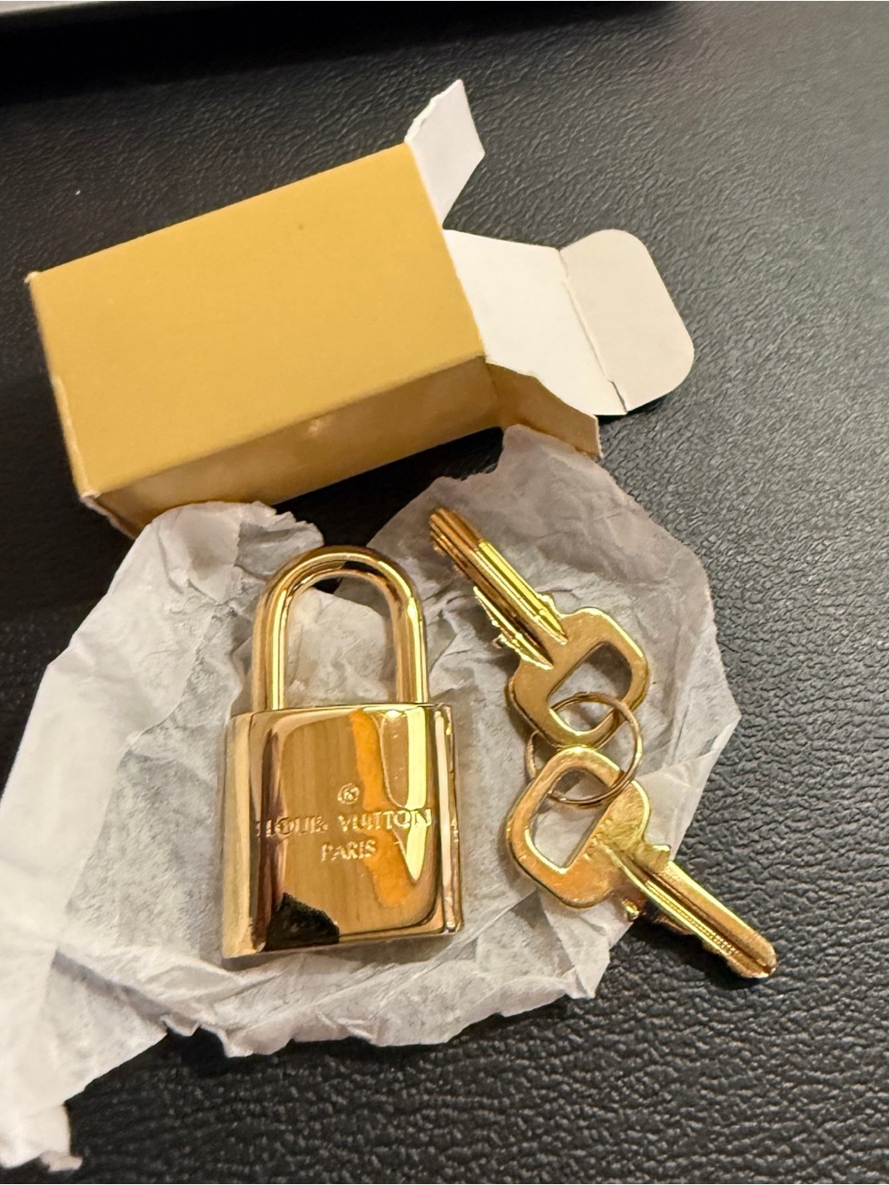 #315 Louis Vuitton Gold Tone Padlock with 2 Keys – Brand New, Never Used - Picture 3 of 3
